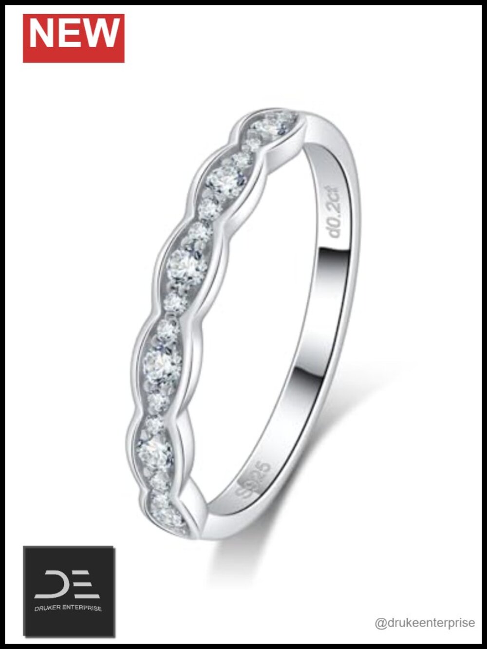 Moissanite Half Eternity Wedding Band 925 Sterling Silver Ring for Women